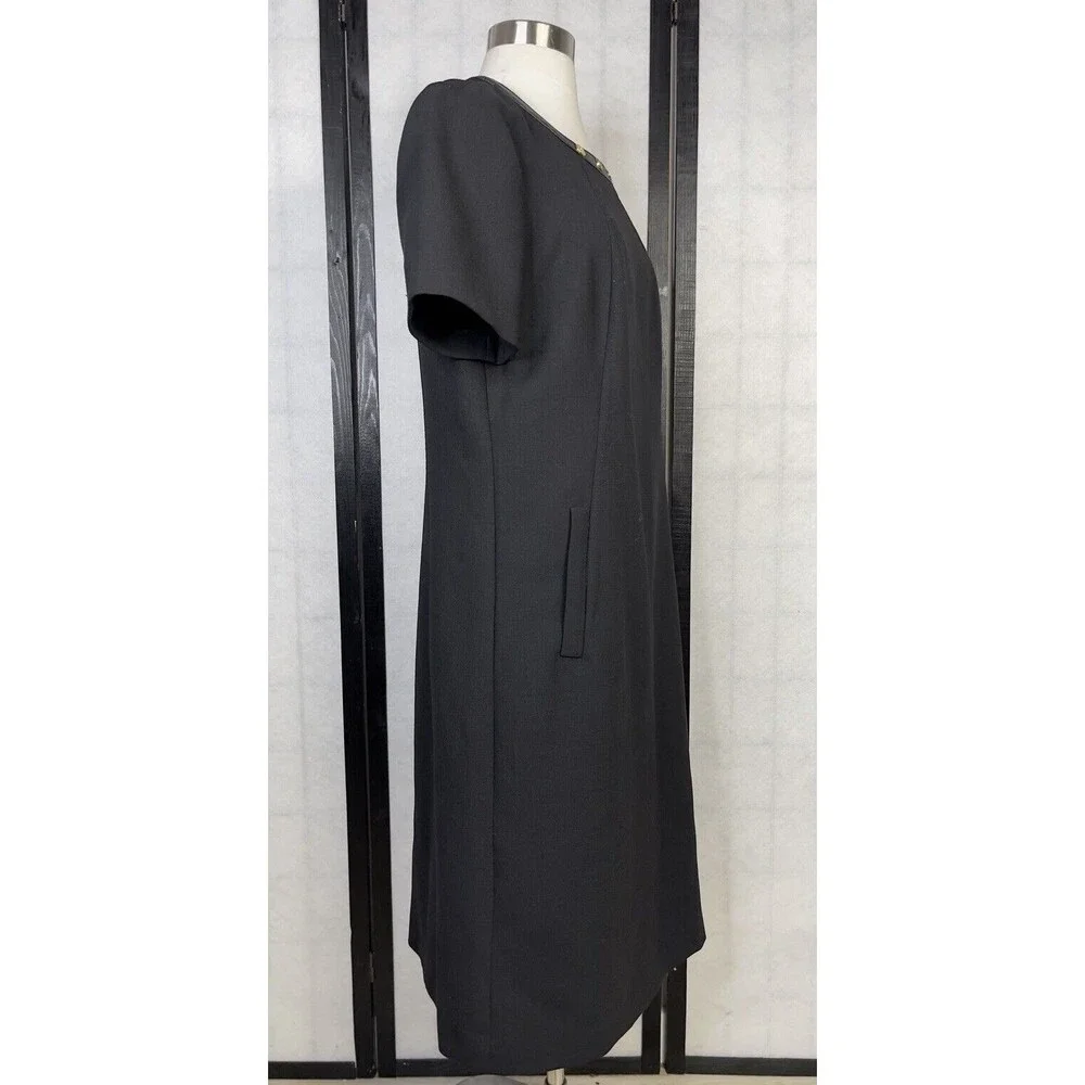 Tory Burch Black Midi Dress with Subtle Gold Trim